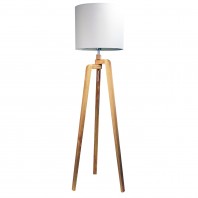 Oriel Lighting-LUND FLOOR LAMP Scandi Inspired Timber Tripod Lamp with Shade